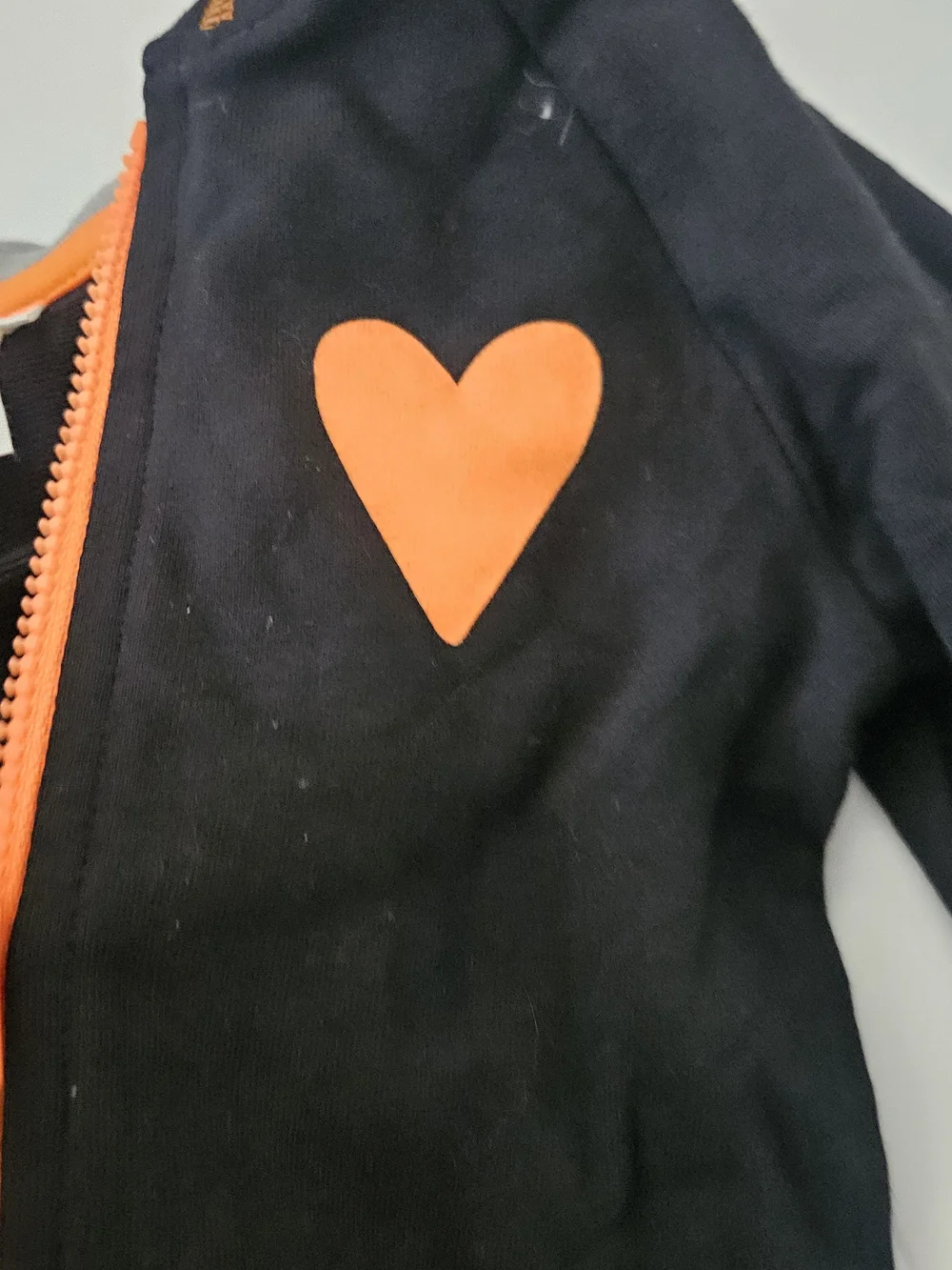 Cat & Jack Black Halloween Hooded One-Piece with Orange Zipper and Heart